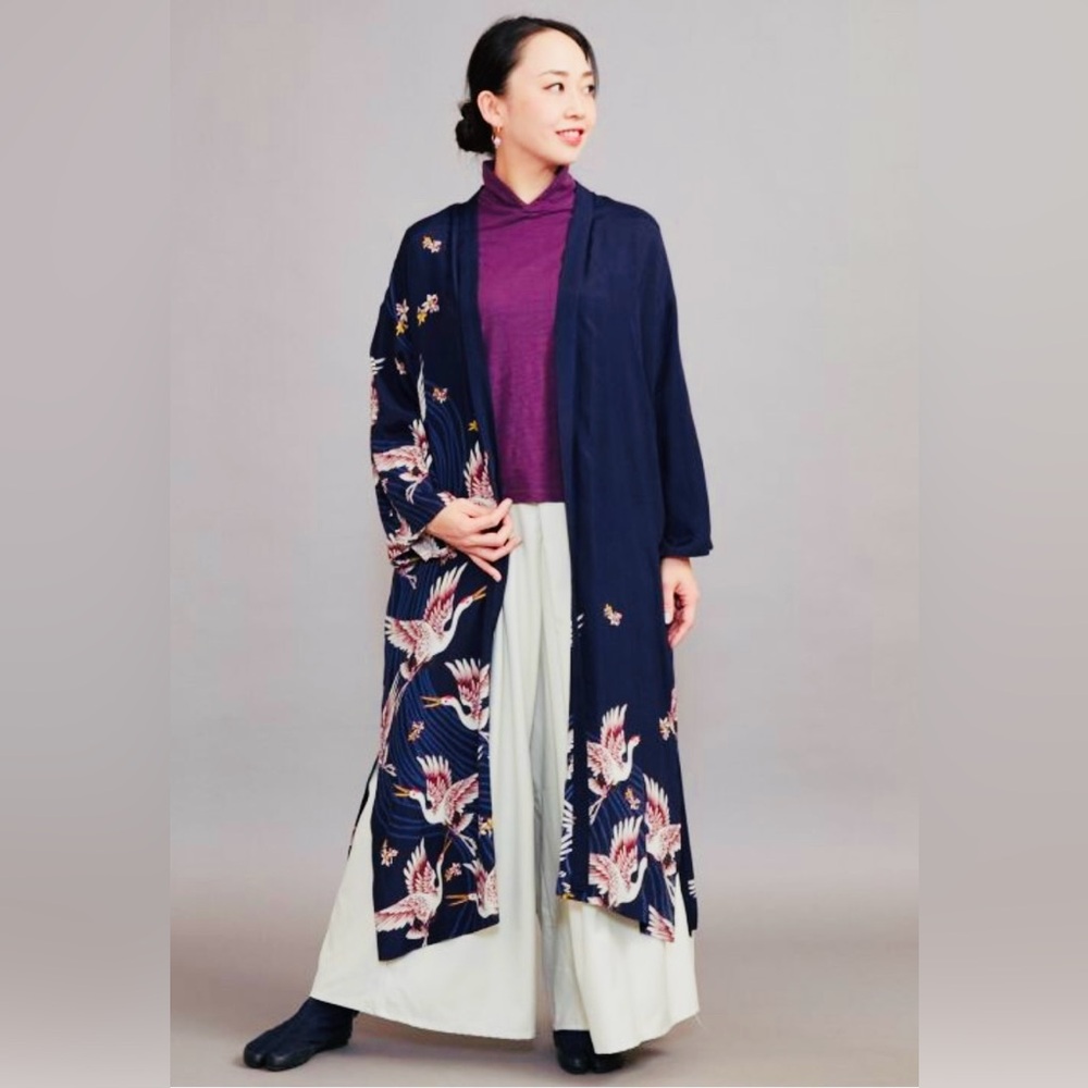 Cardigan Kimono (Dark Navy Tsuru)